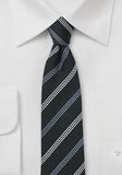 Cravată dungi de lână negre--Cravate Online