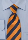 Cravata dungi design cupru bleumarin--Cravate Online