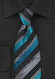 Cravata dungi italiene albastru negru asfalt verde--Cravate Online