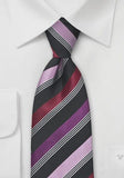 Cravata dungi italiene negru asfalt blackberry--Cravate Online