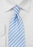 Cravata eleganta albastru deschis cu linii albe--Cravate Online