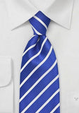 Cravata eleganta albastru regal cu linii albe--Cravate Online