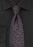 Cravata eleganta bleumarin cu model paisley maro