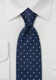 Cravata eleganta bleumarin cu puncte albastru deschis--Cravate Online