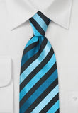 Cravata eleganta in dungi turcoaz negru--Cravate Online