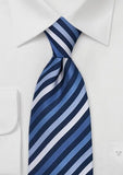 Cravata fina italiana albastru cu dungi-Blue-Cravate Online