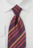 Cravata fina italiana albastru cu dungi-Orange-Cravate Online