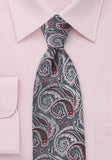 Cravata florala negru-gri - alb