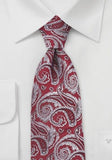 Cravata florala visiniu-gri - alb--Cravate Online