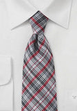 Cravata gri lumina negru rosu carouri--Cravate Online