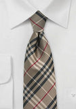 Cravata in culorile nisipului în carouri 148X8 cm--Cravate Online