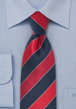 Cravata in dungi albastru bluemarin si rosu--Cravate Online