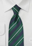 Cravata in dungi de culoare verde bleumarin eleganta