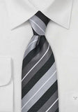 Cravata in dungi negru si alb 148 cm