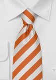 Cravata in dungi portocaliu, alb--Cravate Online