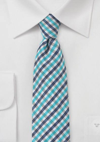 Cravata ingusta carouri Petite pe alb antic--Cravate Online