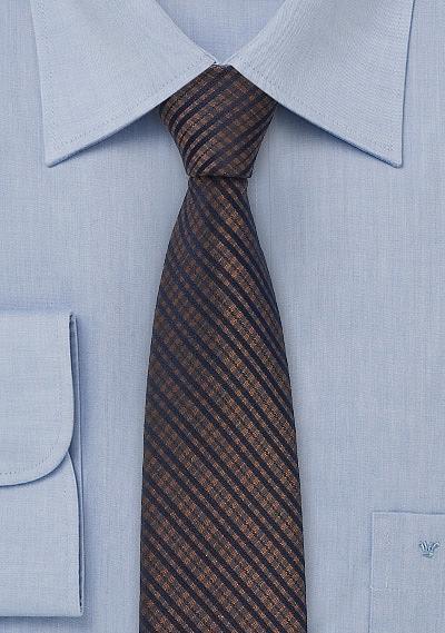 Cravată îngustă maro--Cravate Online