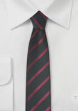 Cravata ingusta negru cu linii bordeaux