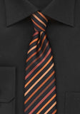 Cravata ingusta negru cu linii portocaliu