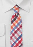 Cravata, ingusta perla design, alb, carouri colorate
