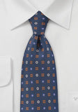Cravata italiana de lux din matase motiv floral albastru bluemarin