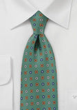 Cravata italiana de lux din matase motiv floral verde