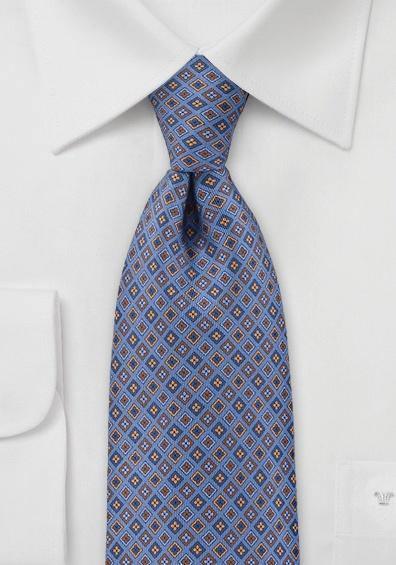 Cravata italiana din matase cu patrate albastru capuccino--Cravate Online