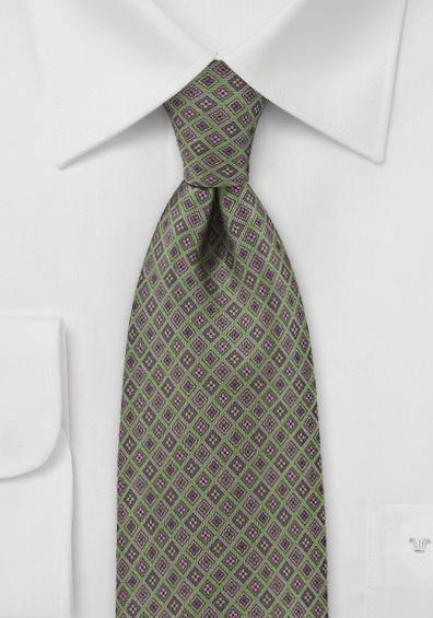 Cravata italiana din matase cu patrate verde--Cravate Online