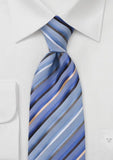 Cravata la moda cu dungi in albastru si maro--Cravate Online
