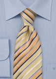 Cravata la moda cu dungi in auriu galben si orange portocaliu albastru--Cravate Online