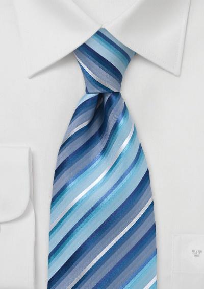 Cravata la moda cu dungi in turcoaz albastru si albastru deschis--Cravate Online
