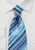Cravata la moda cu dungi in turcoaz albastru si albastru deschis