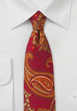 Cravata lana ingusta cu motiv paisley colorat--Cravate Online