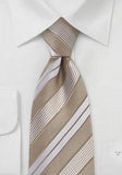 Cravată lux dungi șampanie și alb pur 160X8.5 cm-Brown-Cravate Online
