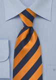 Cravata mare dungi design cupru bleumarin--Cravate Online
