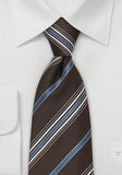 Cravata maro cu linii albastre-Brown-Cravate Online