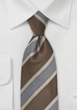 Cravata maro cu model in linii subtile--Cravate Online