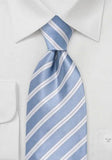 Cravata matase albastra cu dungi alb si albastru--Cravate Online