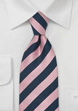Cravata matase benzi albastru-roz