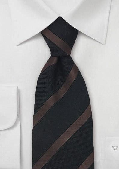 Cravata Mătase cu bandă maro roșie de lână pe fundal negru 148X8.5cm matase si lana--Cravate Online