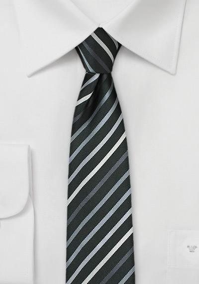 Cravata matase ingusta neagra cu linii--Cravate Online