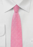 Cravata matase ingusta roz cu puncte