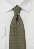 Cravata matase meditereanana model floral verde vanatoresc--Cravate Online