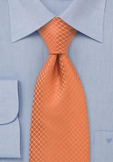 Cravata matase orange cu model fagure--Cravate Online