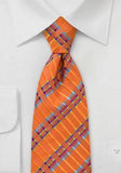Cravata matase portocaliu aprins 160 cm--Cravate Online