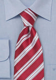 Cravata de barbati,matase, regala  in dungi de culoare, rosie, 148 cm