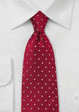 Cravata barbati, matase , rosie cu puncte albe, 160 cm
