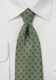 Cravata matase verde pal motiv floral--Cravate Online