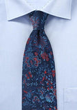 Cravata Model flori albastru închis--Cravate Online