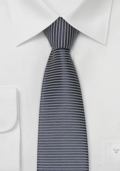 Cravata moderna,cravata de matase subtire in antracit - argintiu--Cravate Online